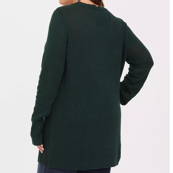 Torrid 2 (2X 18/20) Outlander Green Celtic Cable Knit Long Tunic Sweater Top - Picture 5 of 5
